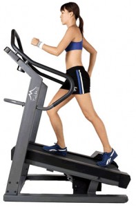 woman on incline treadmill